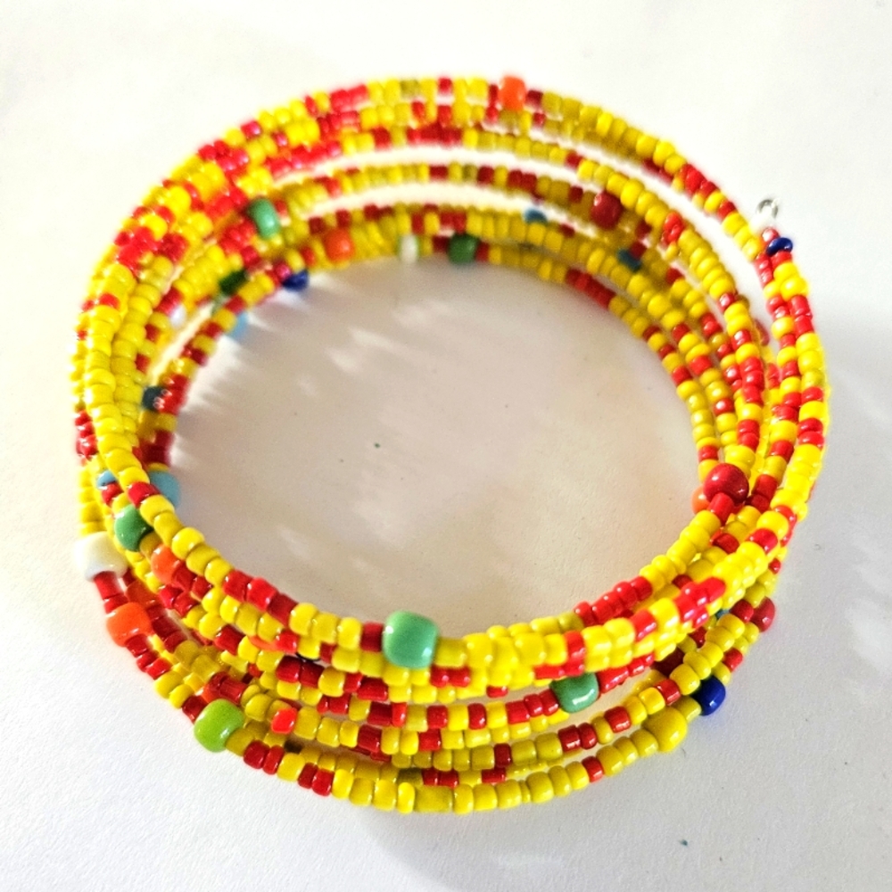 Yellow African beaded bracelet